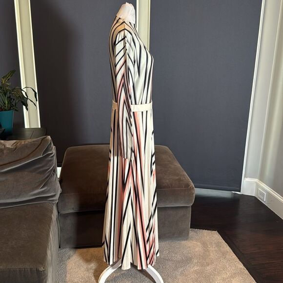 Women’s Long Sleeve Printed Casual Maxi Dress with Pleated Skirt Size M - Picture 5 of 14